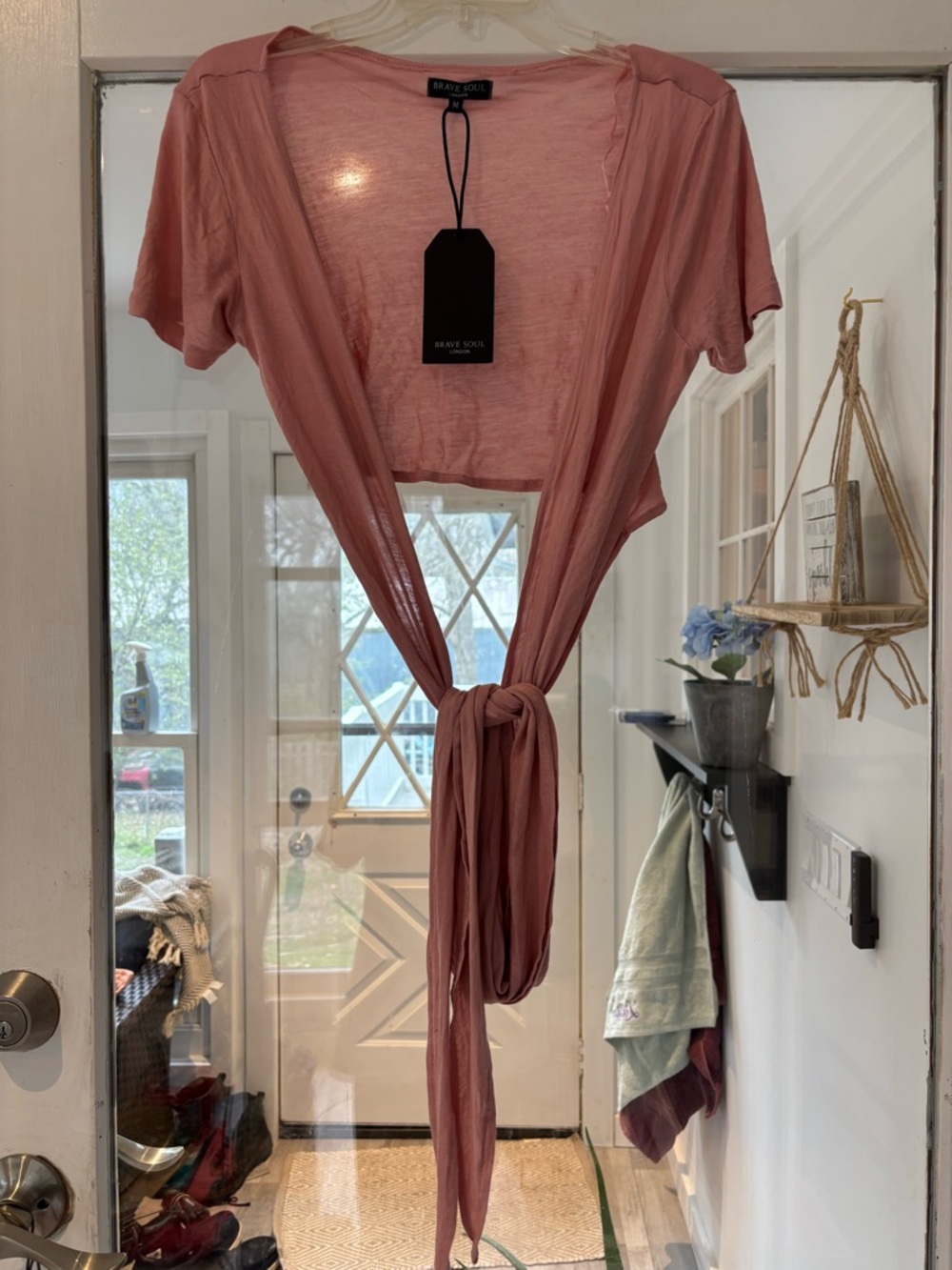 Brave Soul‎ Dusty Rose Wrap-tie Shirt
